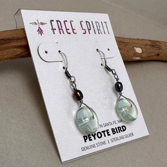 NWT Peyote Bird Free Spirit Sterling Silver Genuine Disk Stone Dangle Earrings - Picture 4 of 9